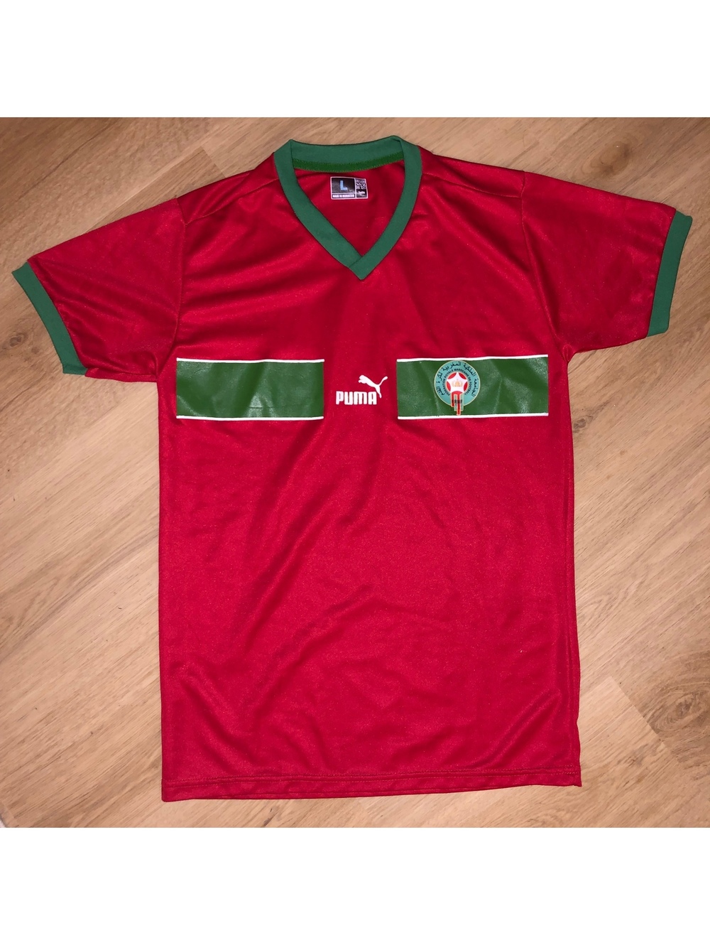PUMA MOROCCO SOCCER NATIONAL TEAM WORLD CUP JERSEY GREEN RED MENS SIZE LARGE